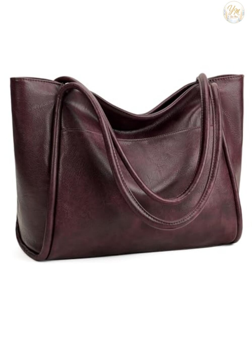 Women's Faux Leather Tote Bag, Zipper Shoulder Handbag with Multiple Pockets,